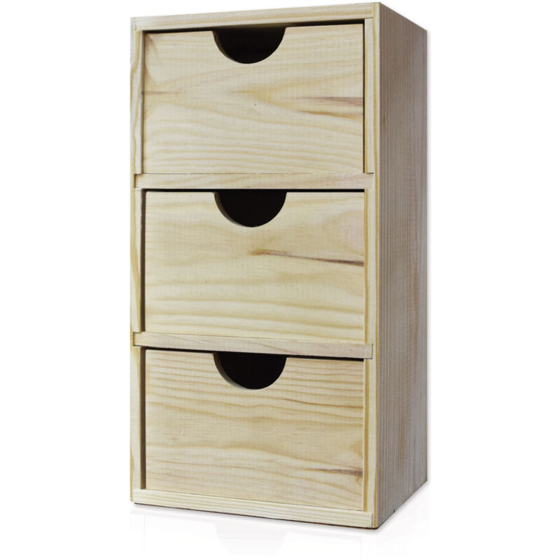 foto del prodotto cassettiera da tavolo 3 cassetti 32x17,1x14 cm in legno di pino massello naturale