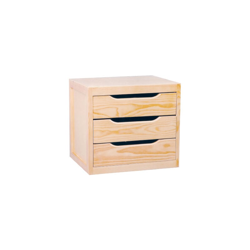 foto del prodotto cassettiera da tavolo 3 cassetti 39x30x29,5 cm in legno di pino naturale