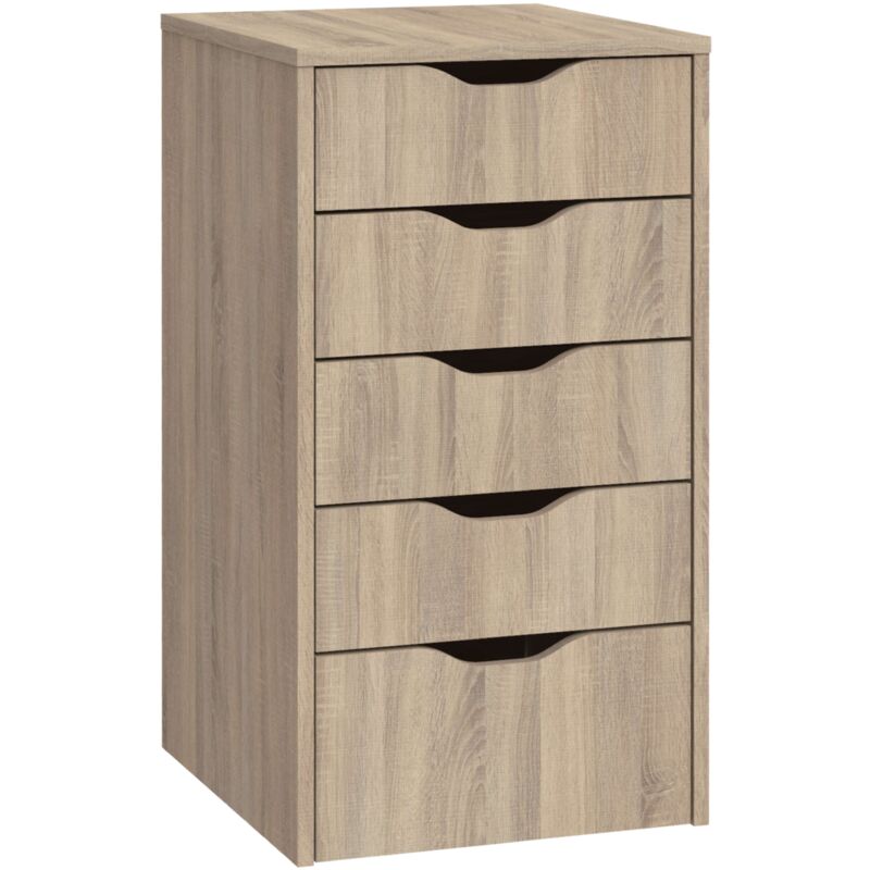 foto del prodotto cassettiera da ufficio eko a 5 cassetti, colore rovere cambriano, 71x40x43 cm