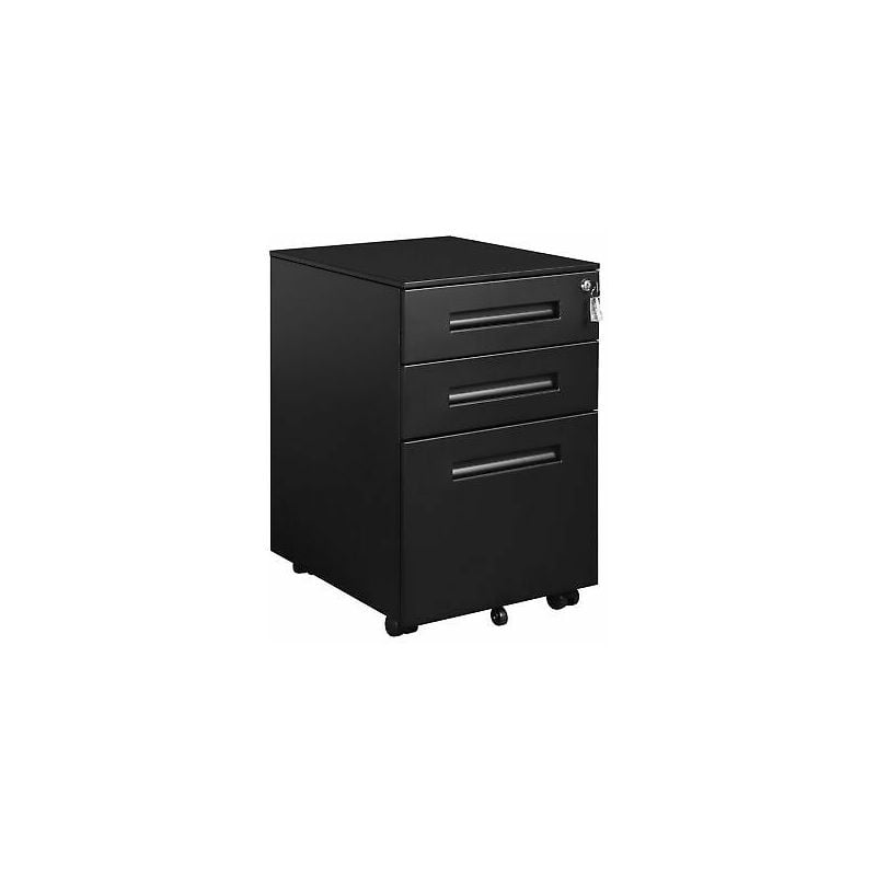 foto del prodotto cassettiera da ufficio scrivania studio con rotelle per documenti nero woltu