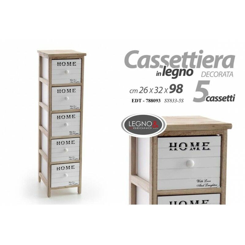 foto del prodotto cassettiera decoro home stretta 5 cassetti, fornita montata
