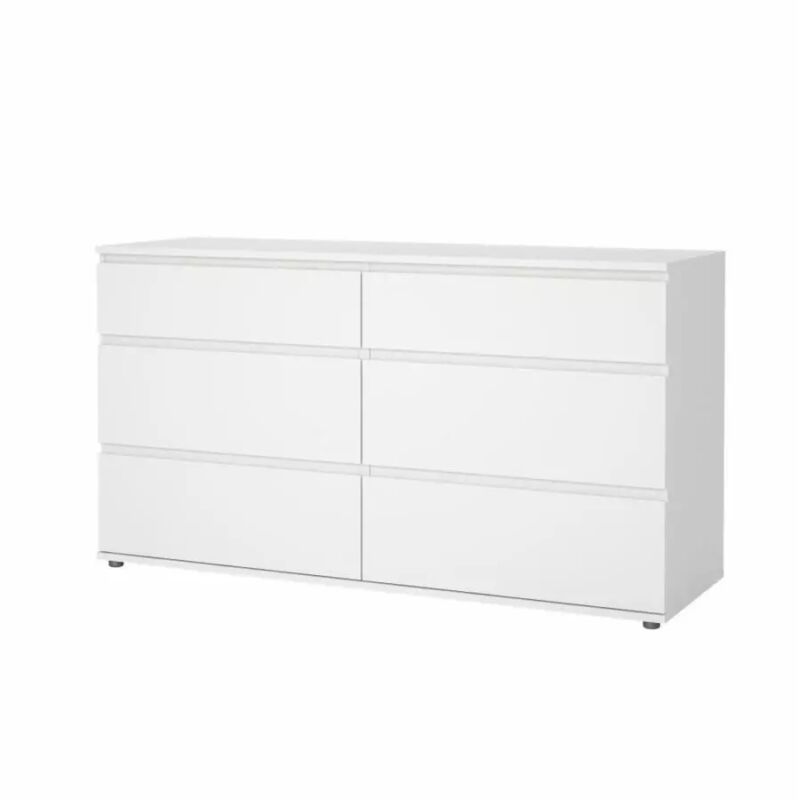 foto del prodotto cassettiera doppia nova con 6 cassetti colore bianco, 153,4x50x83,7 cm