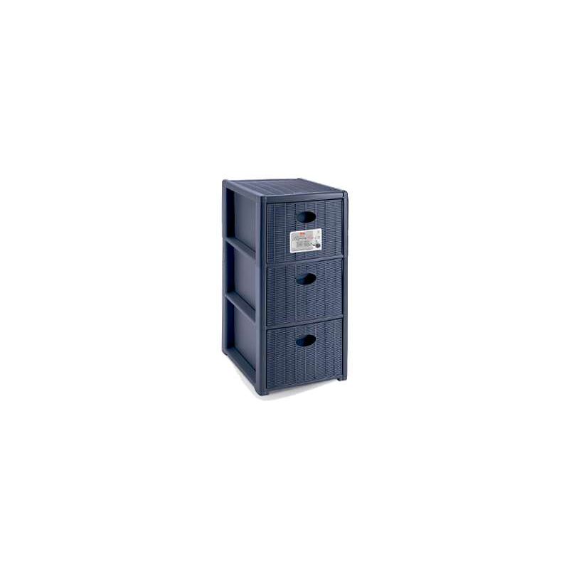 foto del prodotto cassettiera elegance 3 cassetti blu navy 30x40 h 60 cm polipropilene super resistente portaoggetti con ruote stefanplast