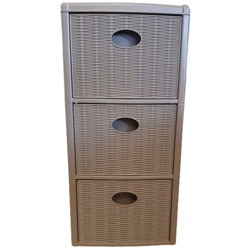 foto del prodotto cassettiera elegance 3 cassetti tortora 30x40 h60 cm polipropilene super resistente portaoggetti con ruote stefanplast