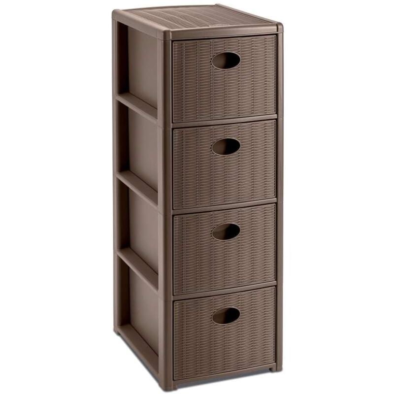 foto del prodotto cassettiera elegance slim 4 cassetti salvaspazio cm 30x40x80h, tortora stefanplast