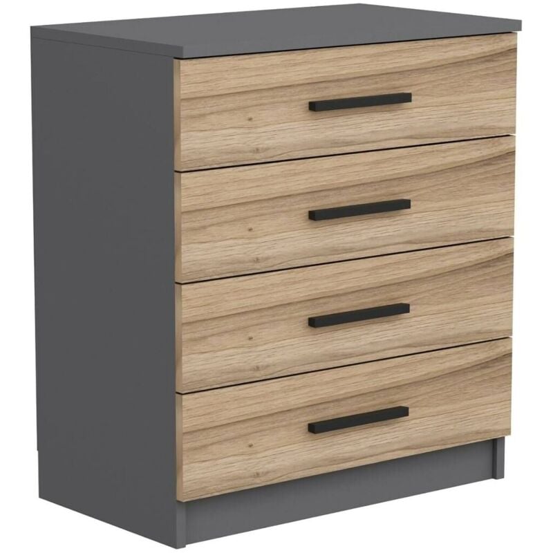 foto del prodotto cassettiera elgafar, settimino multiuso, comò camera da letto, mobile con cassetti, 70x79 h42 cm, noce - dmora