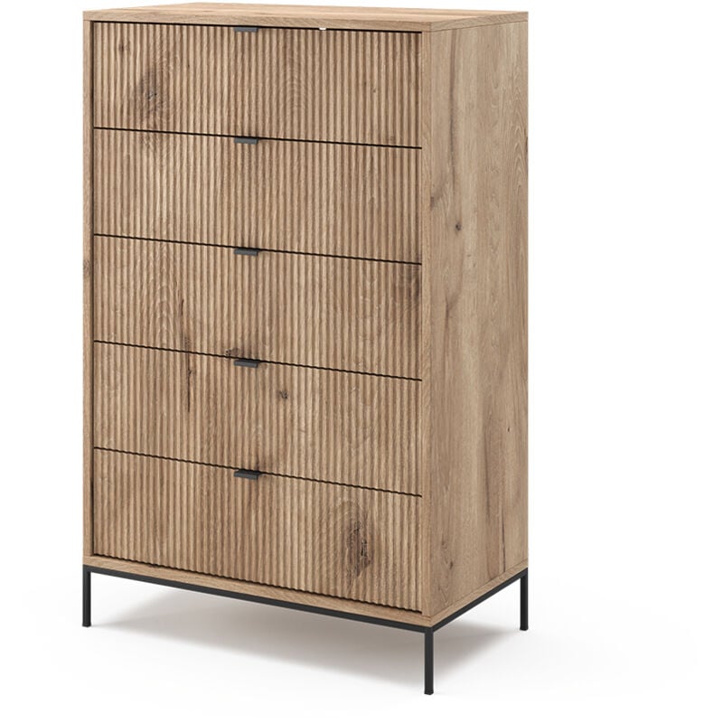 foto del prodotto cassettiera eliza, quercia vichinga, 76 x 120 cm con 5 cassetti, vicco