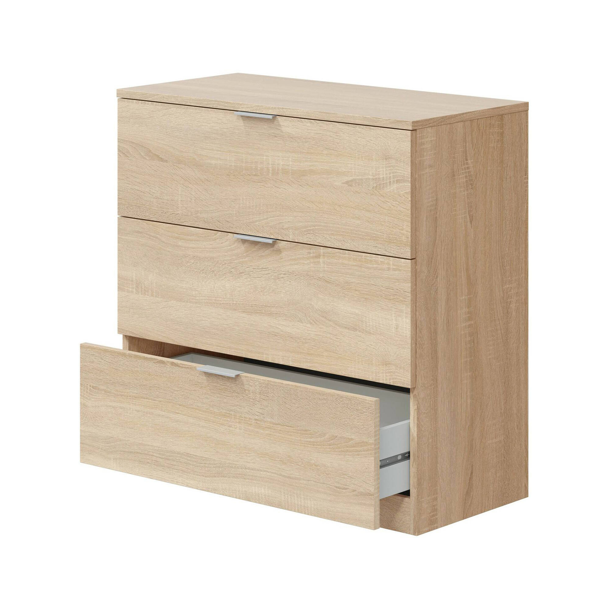 foto del prodotto cassettiera garbino, cassettiera camera da letto , settimino a 3 cassetti, 77x38h80 cm, rovere