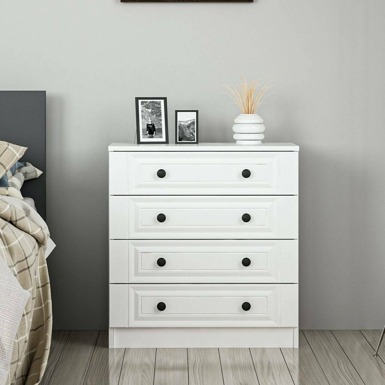 foto del prodotto cassettiera gardo, settimino multiuso, com camera da letto, mobile con cassetti, 72x42 h77 cm, bianco