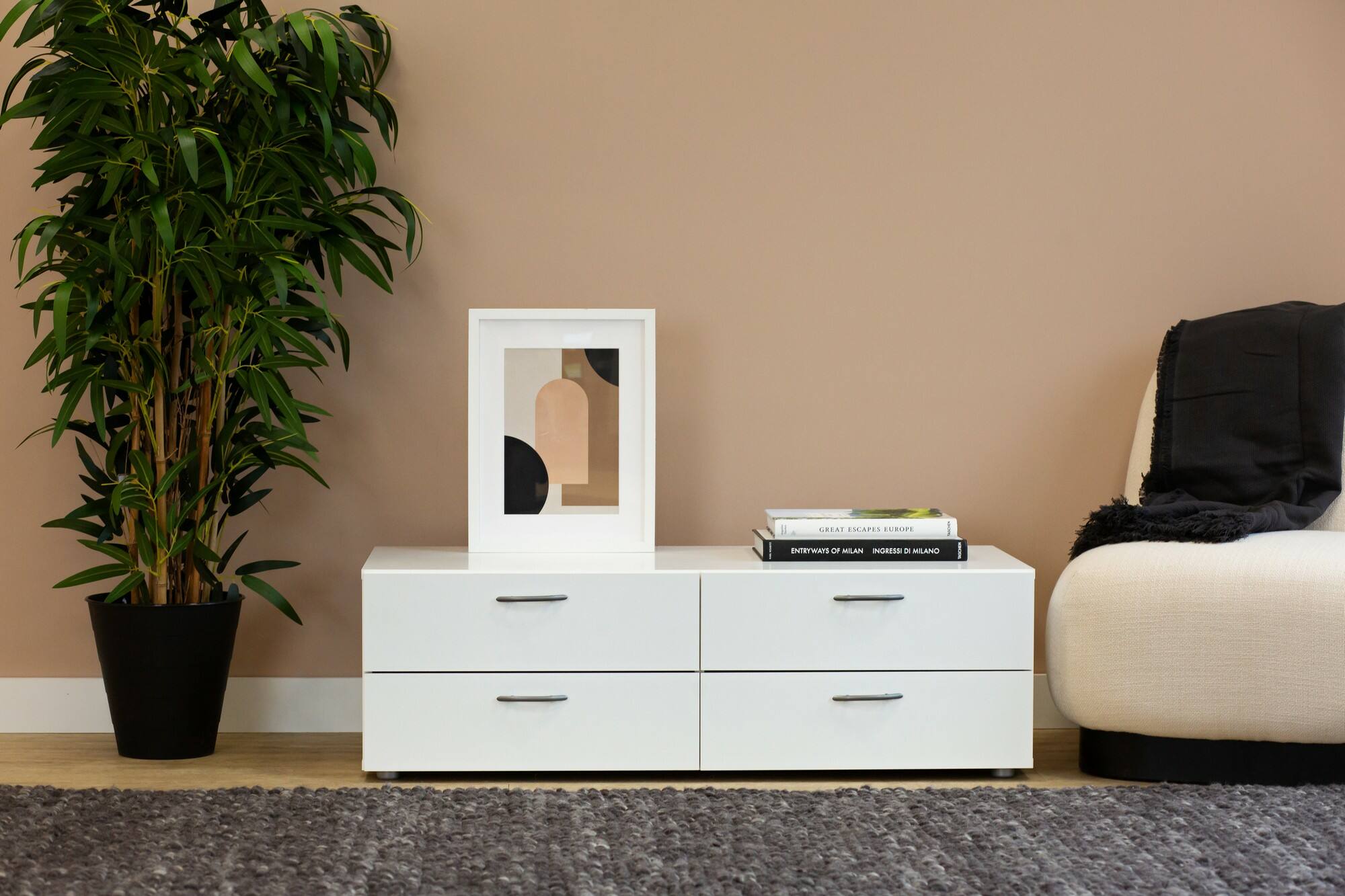 foto del prodotto cassettiera gignod, settimino multiuso, com camera da letto, mobile con cassetti, 111x52 h35 cm, bianco