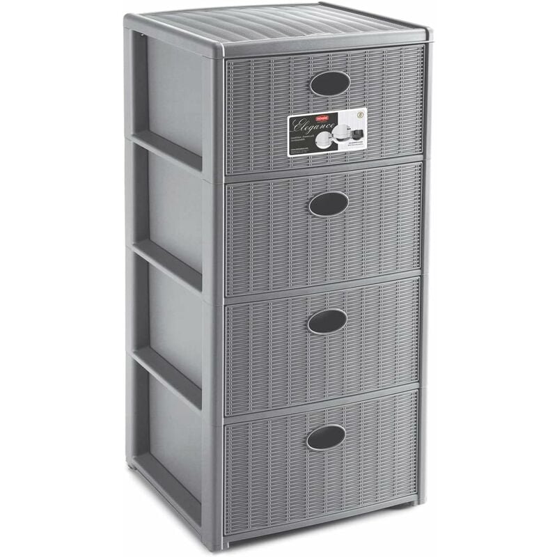 foto del prodotto cassettiera grigia a 4 cassetti mobile per bagno cucina ufficio portaoggetti in plastica 40x40x60