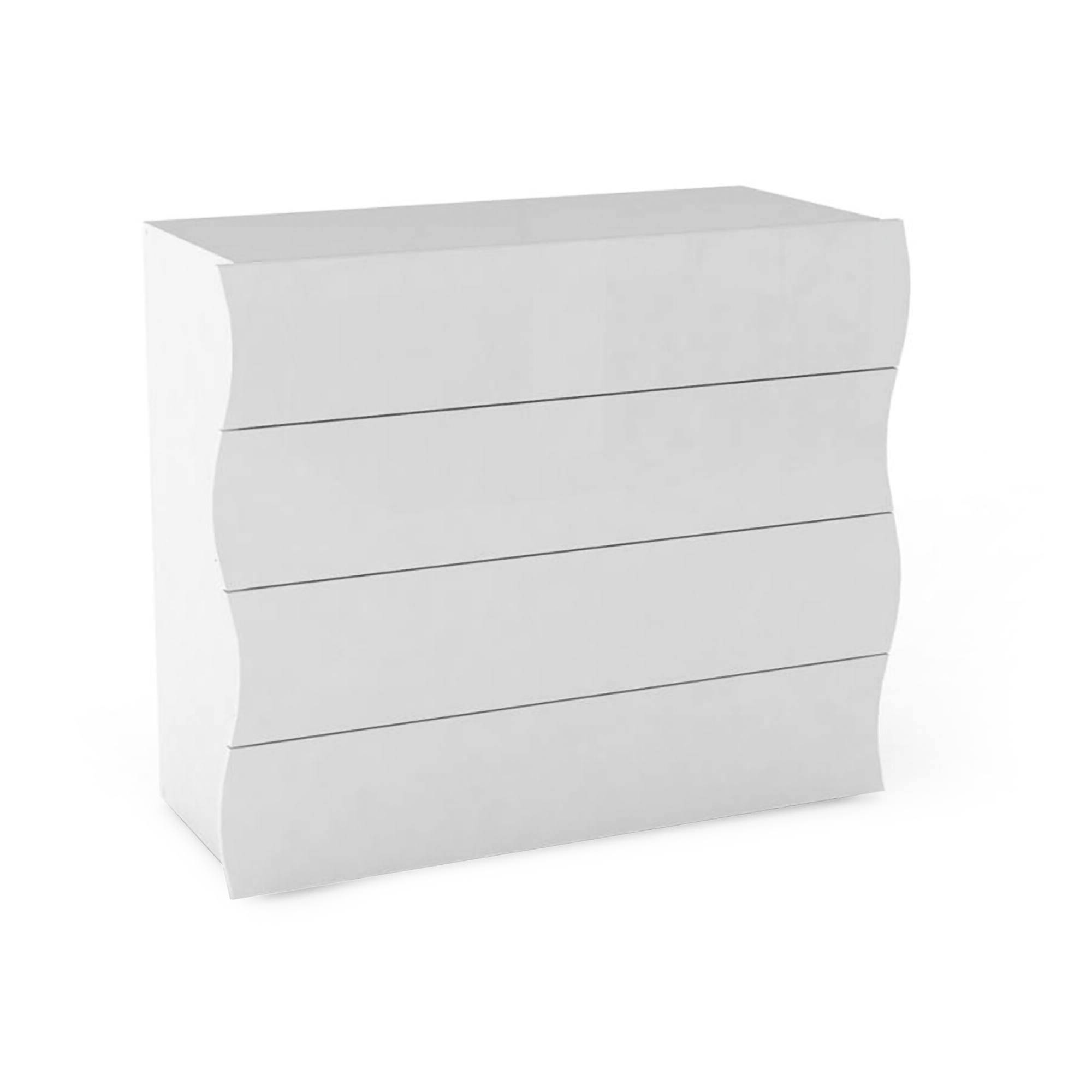 foto del prodotto cassettiera hecate, settimanale 4 cassetti, com per camera da letto, 100 made in italy, cm 98x40h82, bianco lucido
