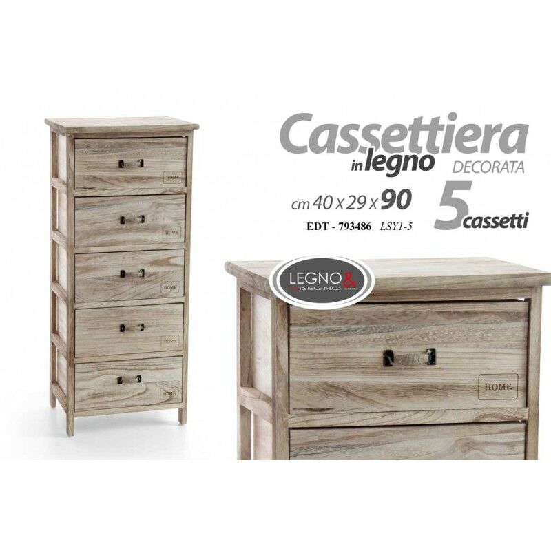 foto del prodotto cassettiera home cucina soggiorno 5 cassetti cm 40x 29 x 90 h
