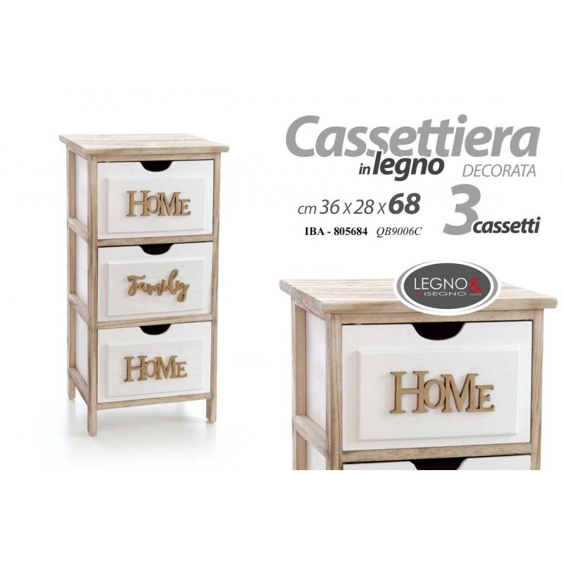 foto del prodotto cassettiera home family bianco legno cm 36 x 28 x 68 h
