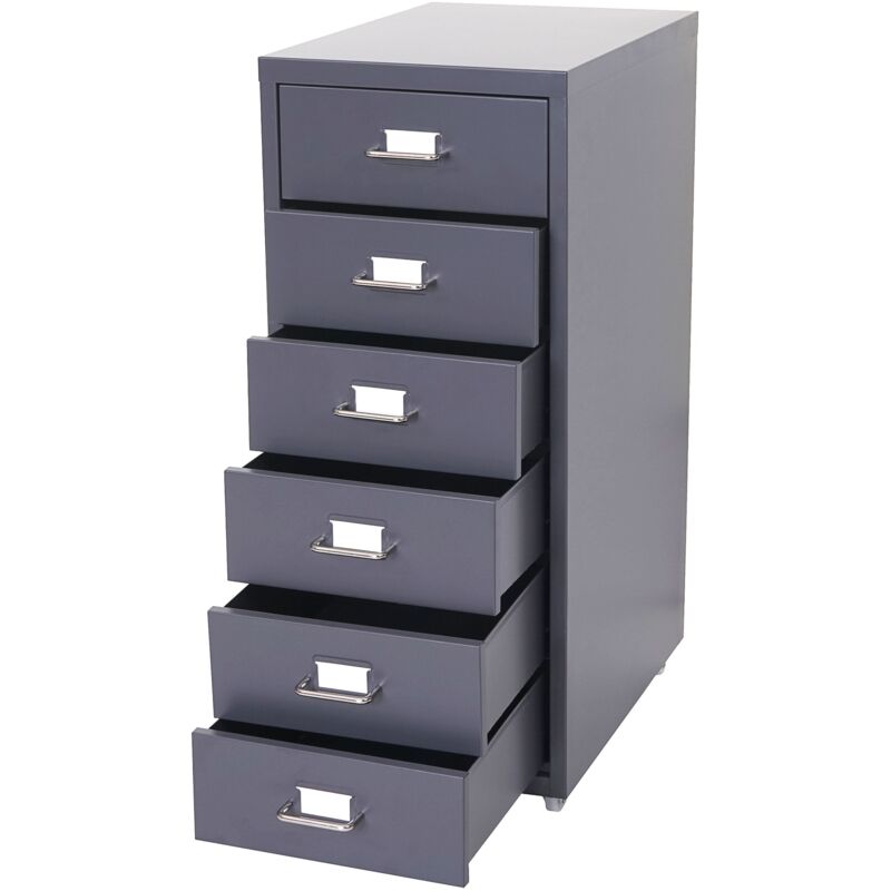 foto del prodotto cassettiera in acciaio 69x28x41cm 6 cassetti grigio scuro 040004354