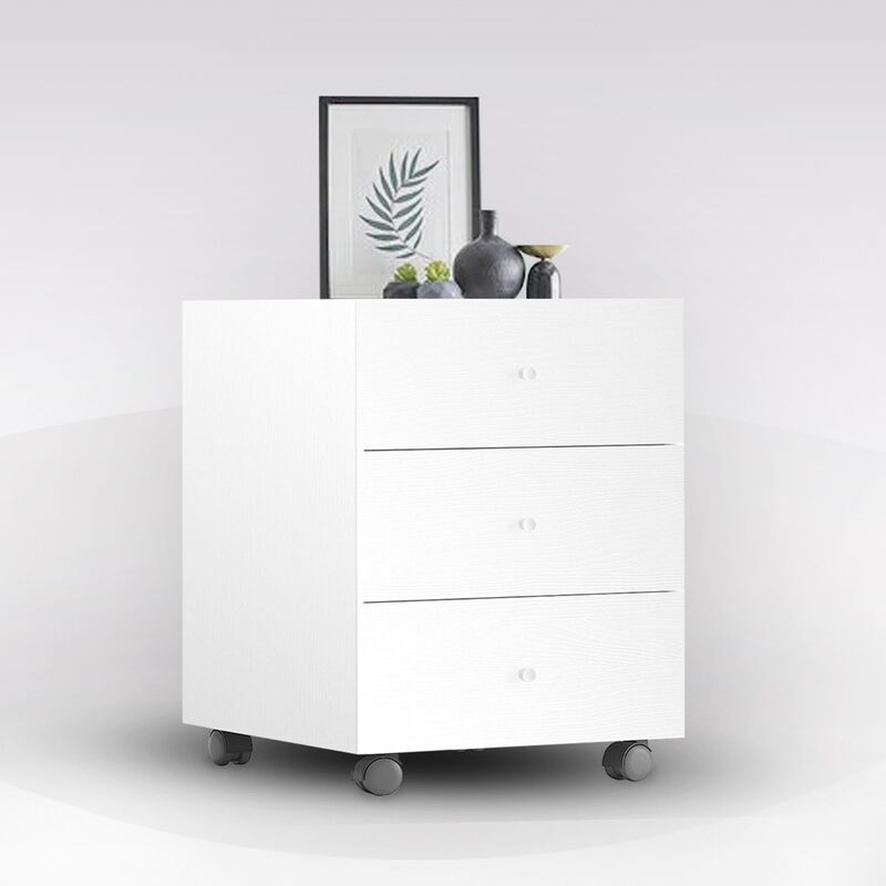 foto del prodotto cassettiera in laminato cm 40.1x52.5 h. 59.6 bianco frassinato