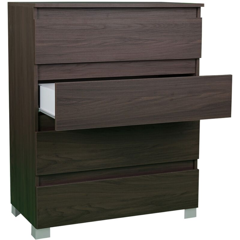 foto del prodotto cassettiera in legno 4 cassetti maniglia gola 81x101h cm olmo caffe 