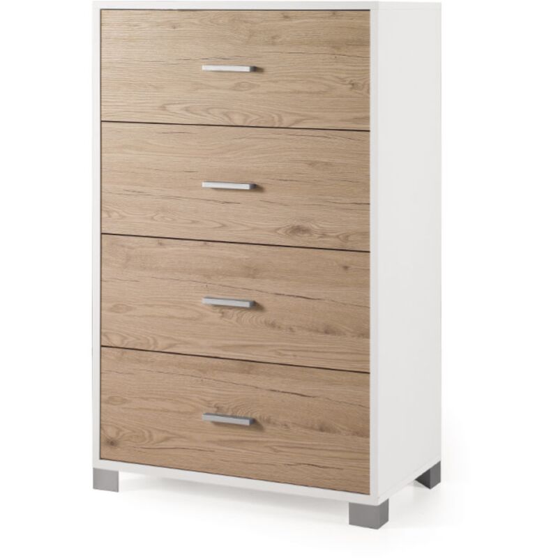 foto del prodotto cassettiera in legno 70x122h cm con 4 cassetti biancofrassinato lucilla