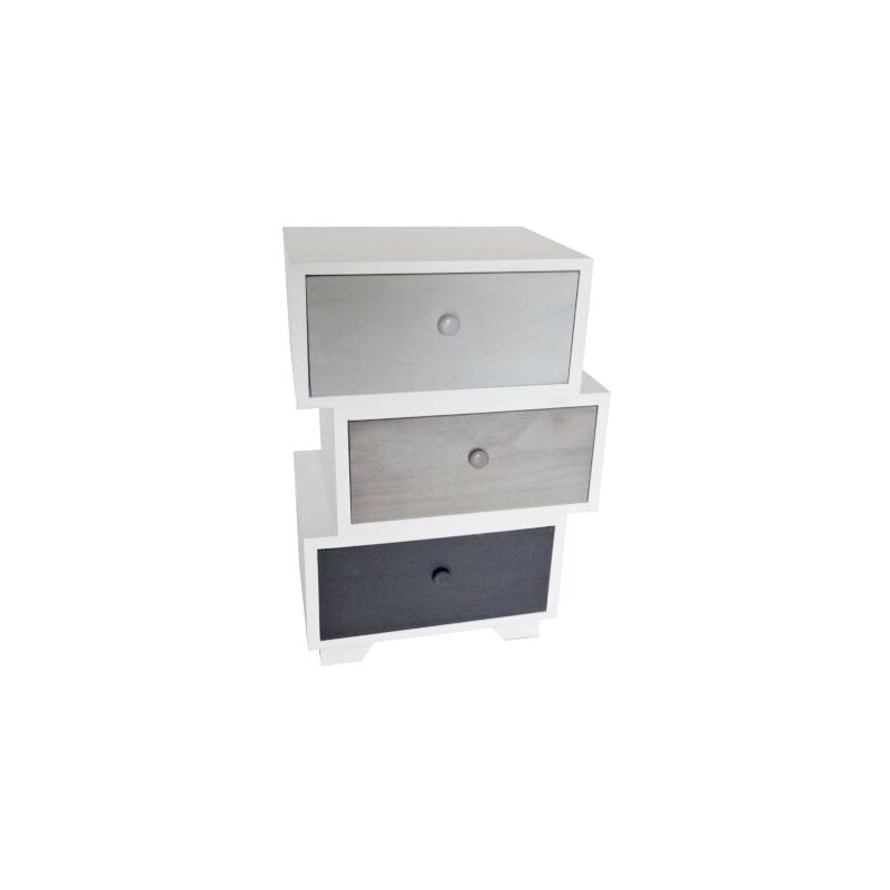 foto del prodotto cassettiera in legno con 3 cassetti asimmetrici colorati 40 x 64 centimetri cassettiera camera da letto bagno e corridoi