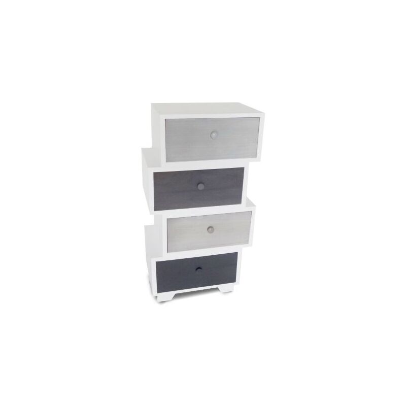 foto del prodotto cassettiera in legno con 4 cassetti asimmetrici colorati 40 x 84 centimetri cassettiera camera da letto bagno e corridoi