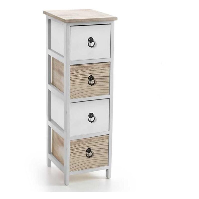 foto del prodotto cassettiera in legno con 4 cassetti colore bianco e naturale 26 x 32 x 80 cm