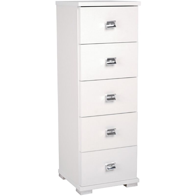 foto del prodotto cassettiera in legno con 5 cassetti 32x91h cm bianco frassinato