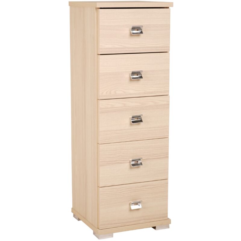 foto del prodotto cassettiera in legno con 5 cassetti 32x91h cm rovere