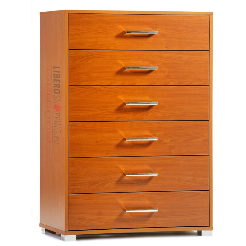 foto del prodotto cassettiera in legno con 6 cassetti 81x118h cm ciliegio