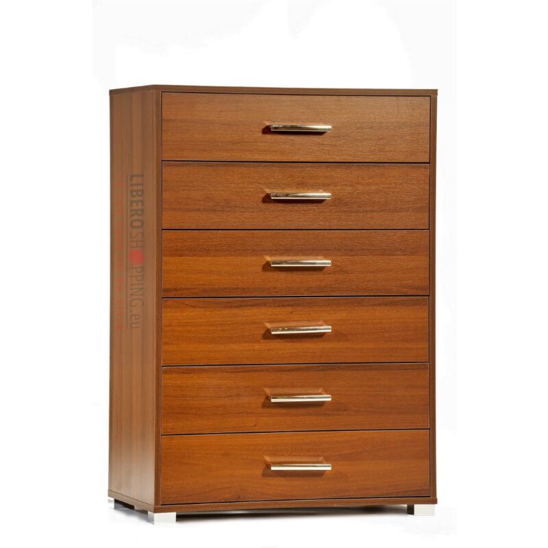 foto del prodotto cassettiera in legno con 6 cassetti 81x118h cm noce