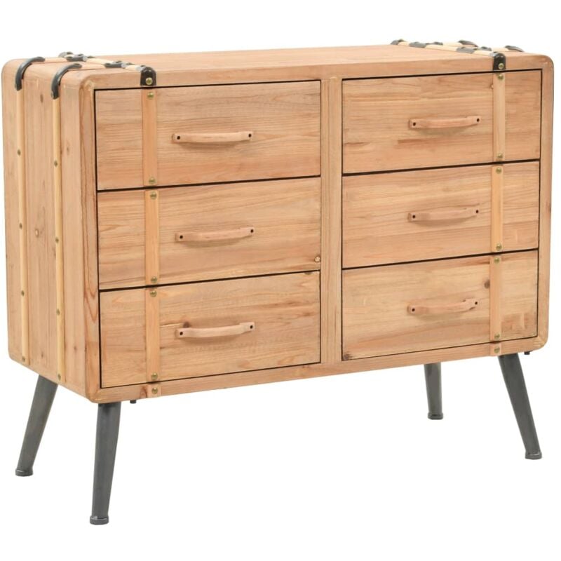 foto del prodotto cassettiera in legno dal design a valigia dotata di 6 cassetti in stile retr 