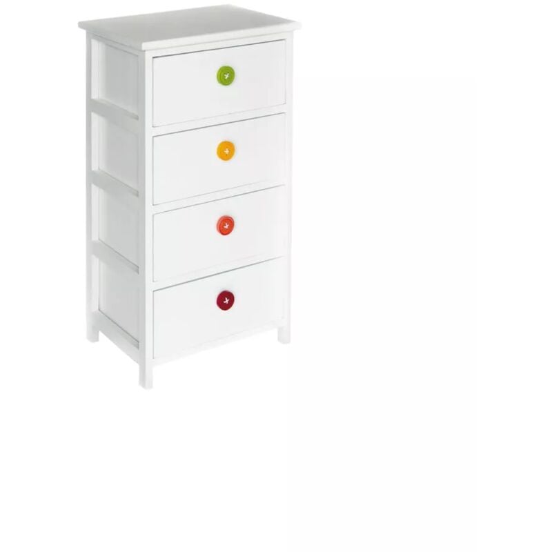 foto del prodotto cassettiera in legno di paulownia 40x29x73h cm 4 cassetti bianca