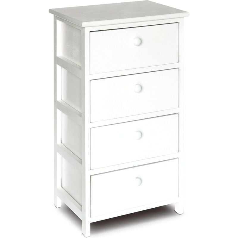 foto del prodotto cassettiera in legno di paulownia 40x29x73h cm 4 cassetti bianca