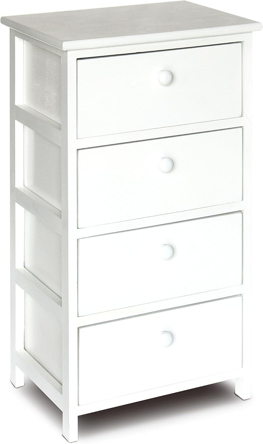foto del prodotto cassettiera in legno di paulownia 40x29x73h cm 4 cassetti bianca king home