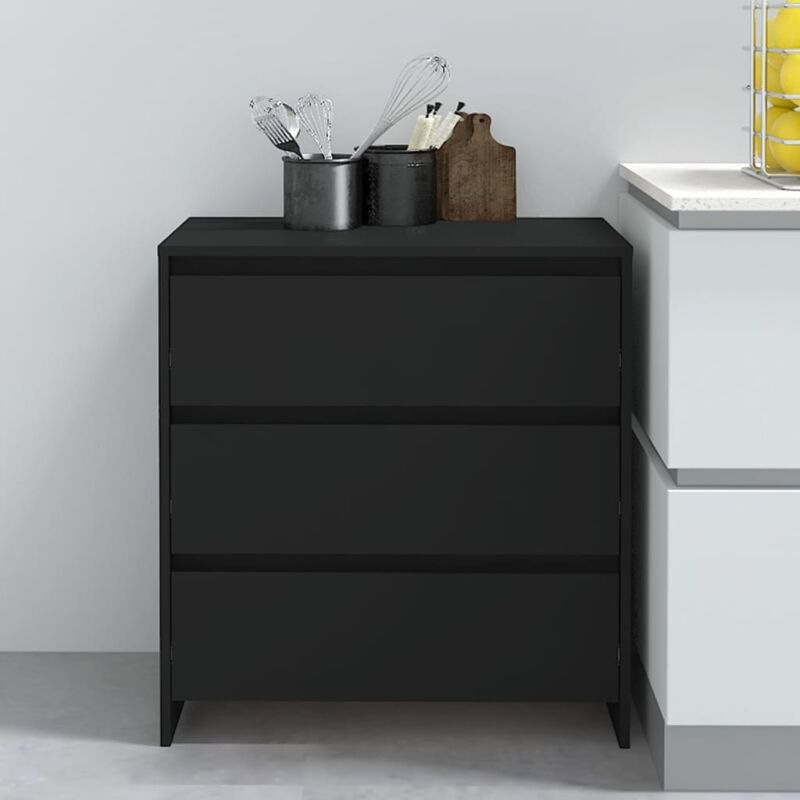 foto del prodotto cassettiera in legno dotata di 3 cassetti design moderno vari colori colore nero
