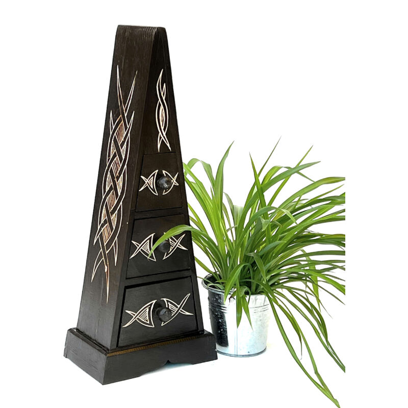 foto del prodotto cassettiera in legno mobile a piramide con 3 cassetti celtic 60 cm arredamento interno design interno dandibo