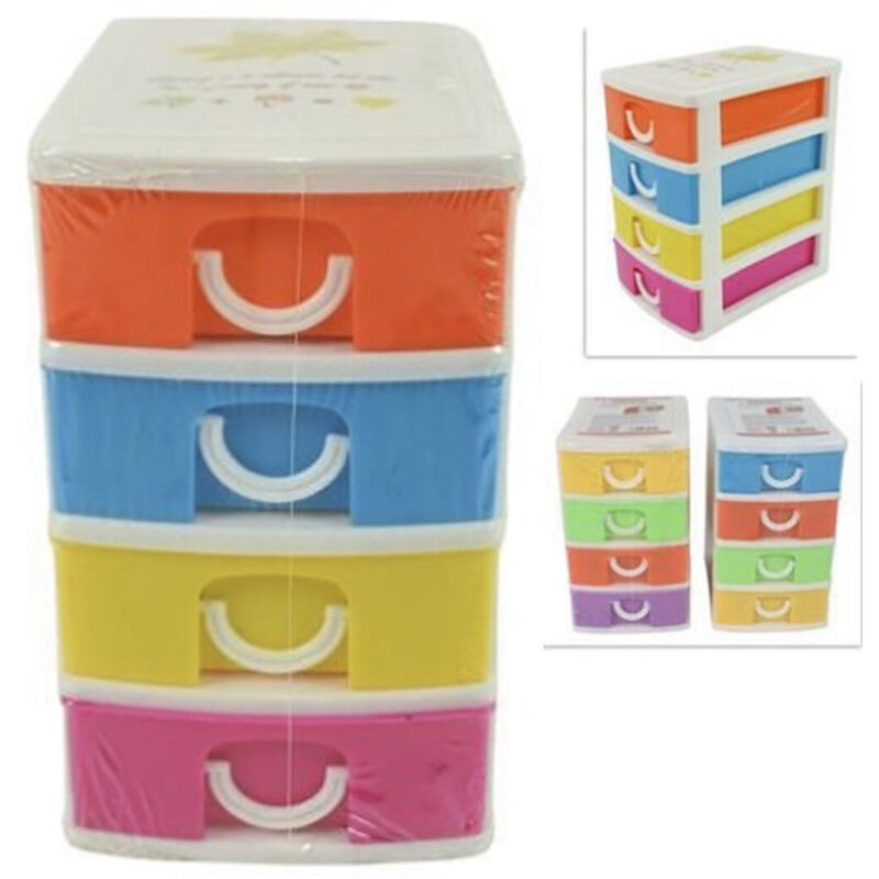 foto del prodotto cassettiera in plastica 4 cassetti contenitori 15x13x9cm porta oggetti multiuso - - trade shop traesio