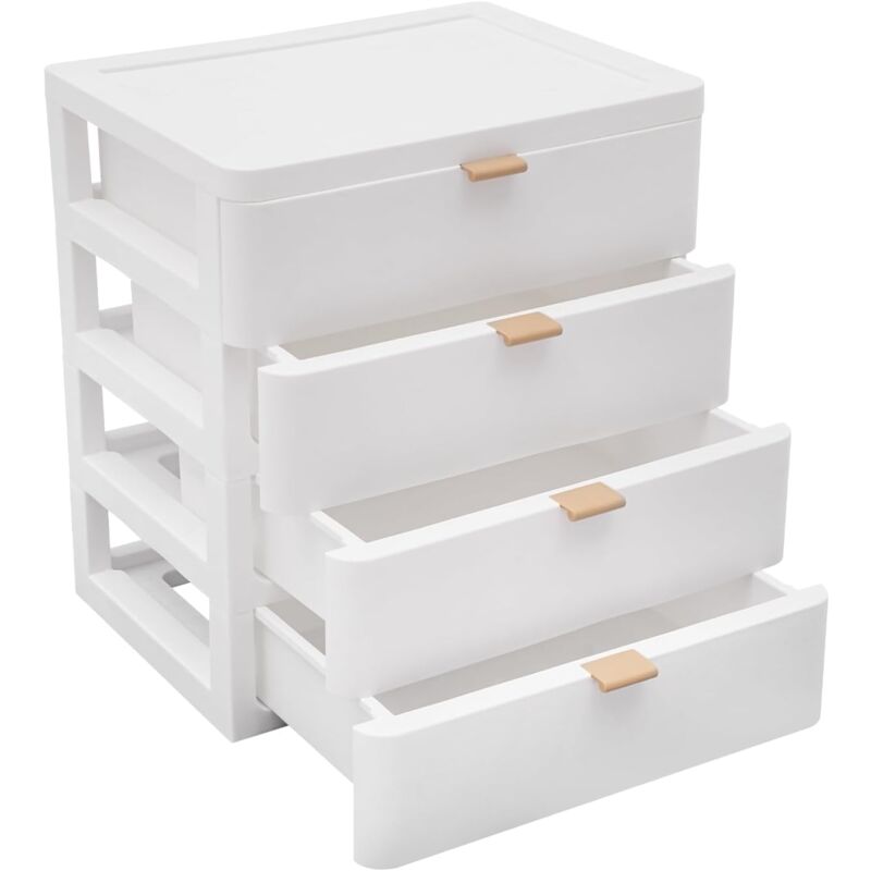 foto del prodotto cassettiera in plastica cassettiera da scrivania per documenti e materiale da ufficio cassettiera a torre multiuso organizer salvaspazio colore bianco