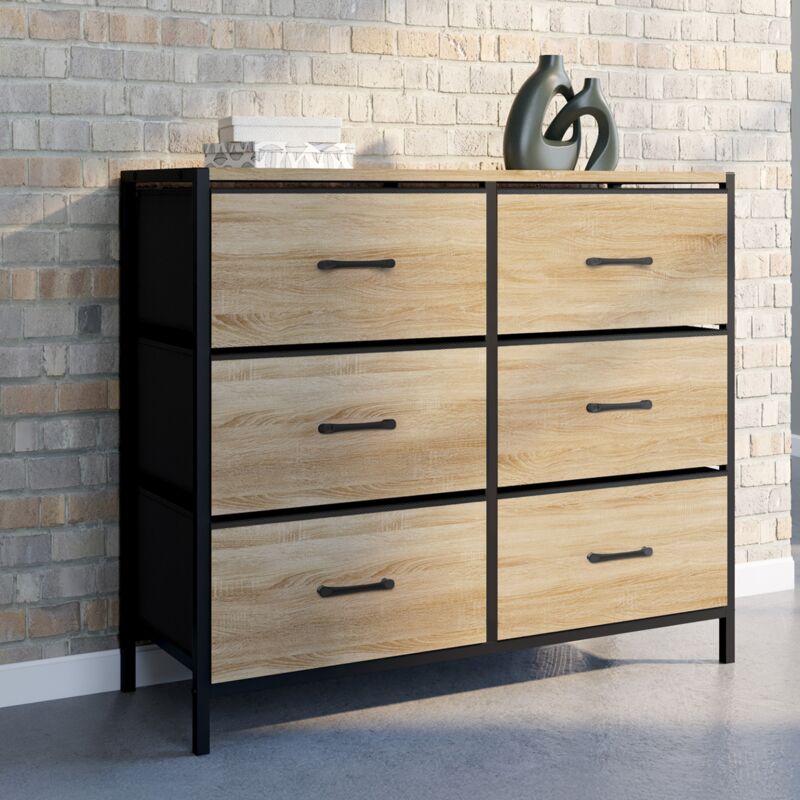 foto del prodotto cassettiera in tessuto a 6 cassetti utah 80 cm mobile contenitore di design industriale