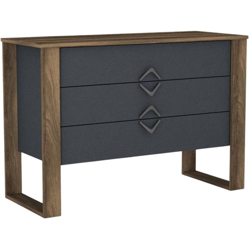 foto del prodotto cassettiera jova, settimino multiuso, com camera da letto, mobile con cassetti, 110x45 h76 cm, noce e antracite dmora