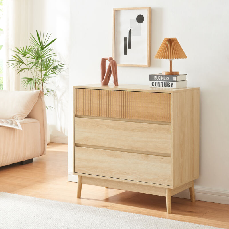 foto del prodotto cassettiera landskrona com a 3 cassetti 80x80x40 cm effetto rovere en.casa 