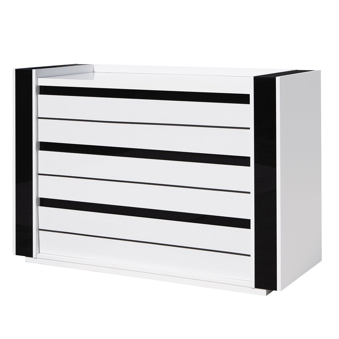 foto del prodotto cassettiera lina bianca e nera con led – 124 x 87 x 50 cm