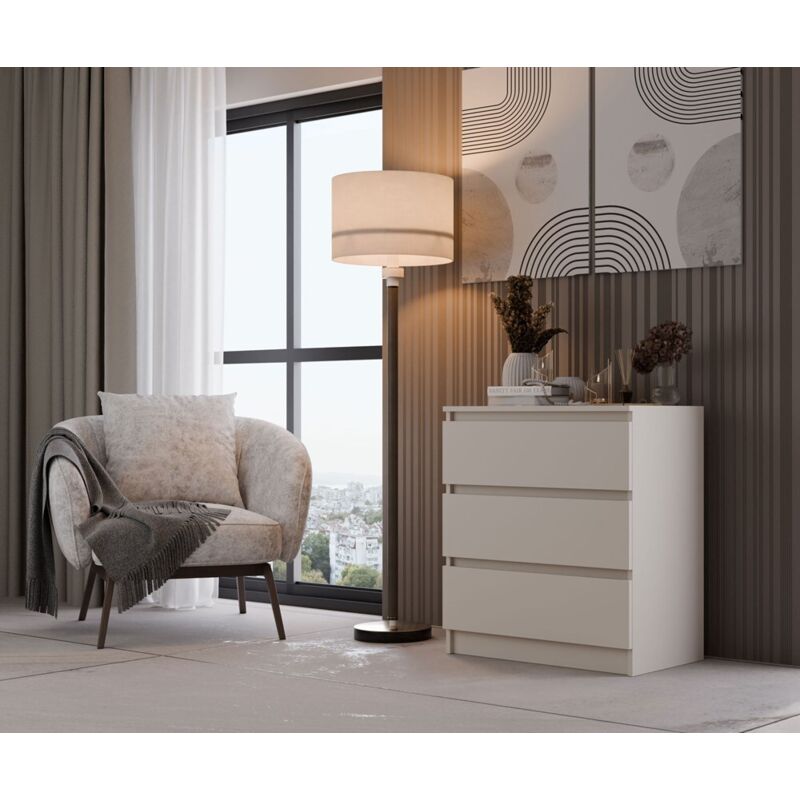 foto del prodotto cassettiera mobile 3 cassetti malwa m3 cashmere beige per casa per ufficio
