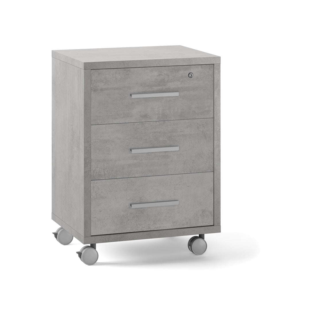 foto del prodotto cassettiera mobile 3 cassetti su ruote 51x41x71h cm in kit di montaggio colore grigio cemento