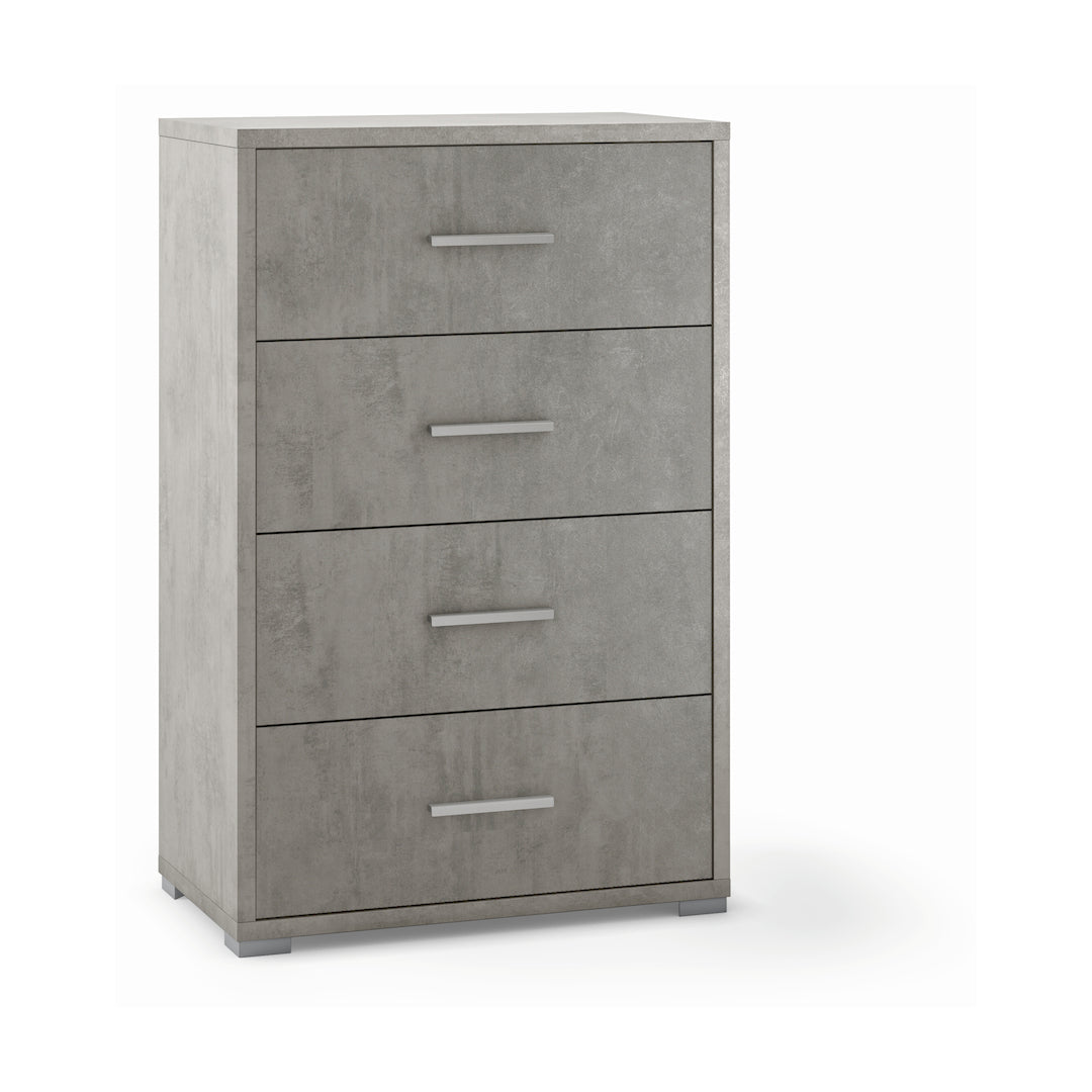 foto del prodotto cassettiera mobile 4 cassetti 71x41x110h cm in kit di montaggio colore grigio cemento
