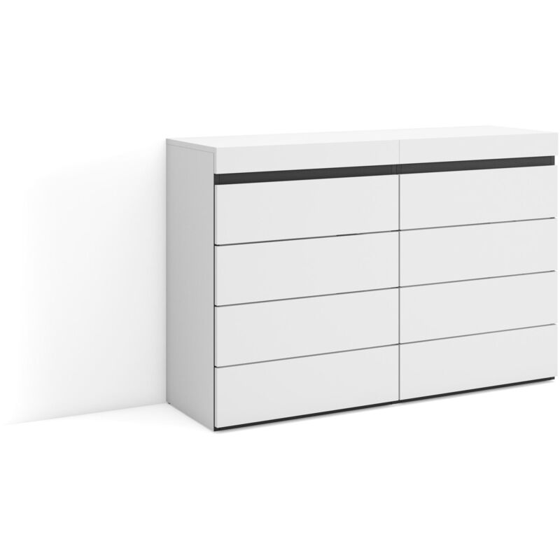 foto del prodotto cassettiera, mobile armadio con cassetti, 114x75x35 cm, camera da letto, stanza, con stoccaggio, stile moderno, bianco e nero skraut home