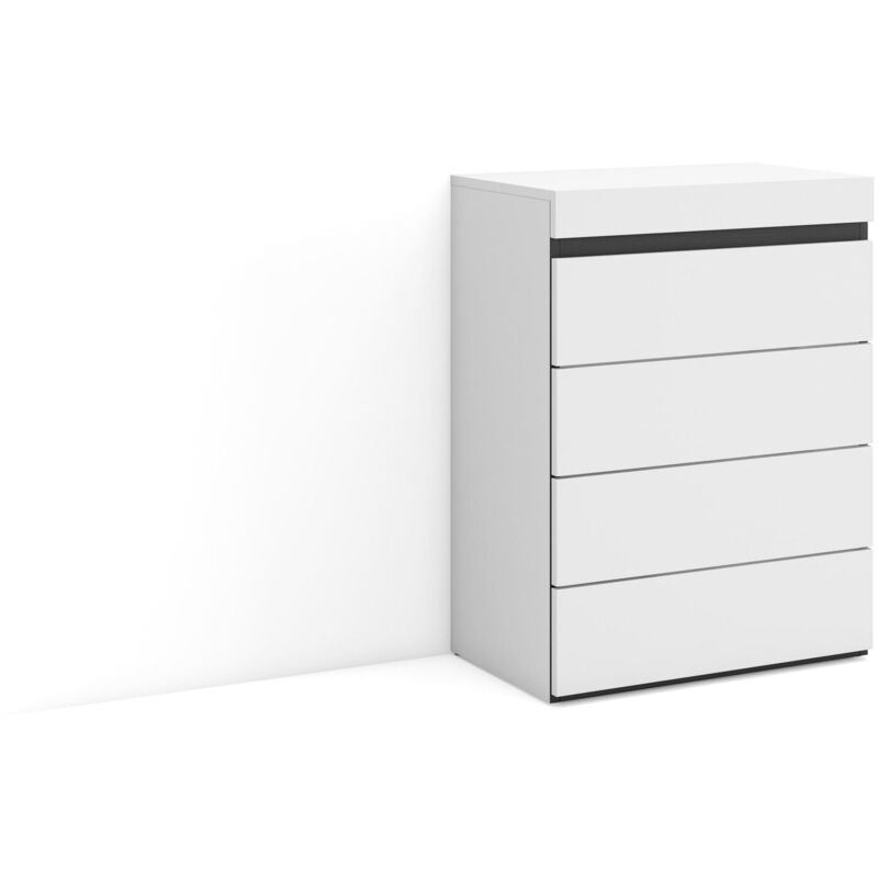 foto del prodotto cassettiera, mobile armadio con cassetti, 57x75x35 cm, camera da letto, stanza, con stoccaggio, stile moderno, bianco e nero skraut home