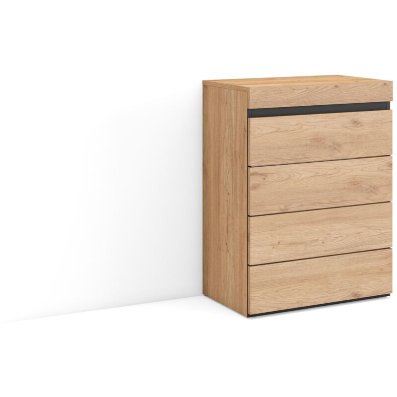 foto del prodotto cassettiera, mobile armadio con cassetti, 57x75x35 cm, camera da letto, stanza, con stoccaggio, stile moderno, rovere skraut home