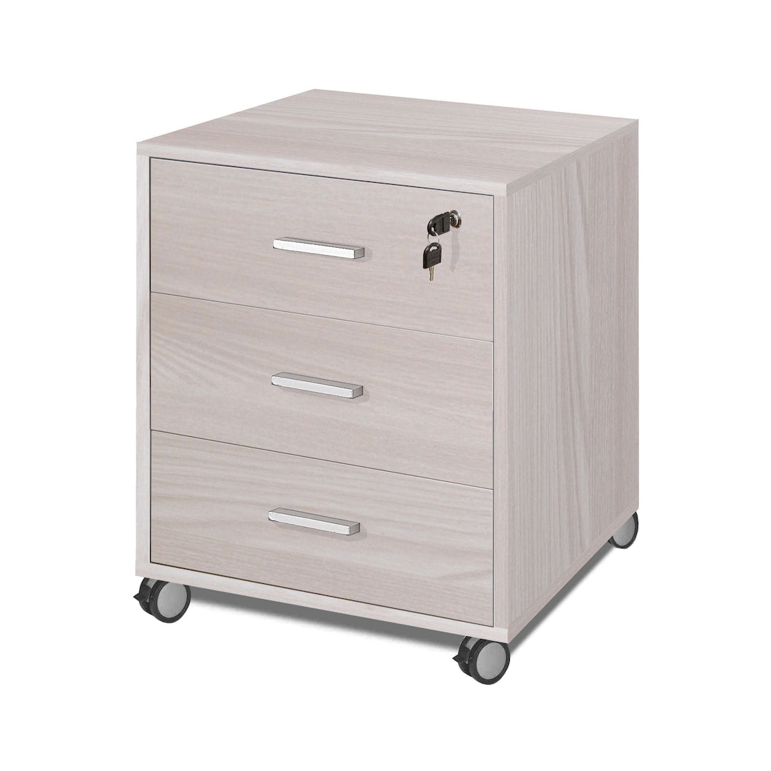 foto del prodotto cassettiera mobile con 3 cassetti con ruote 50x41x70h cm in kit di montaggio colore olmo chiaro