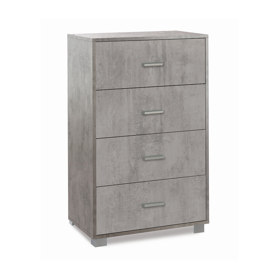 foto del prodotto cassettiera mobile con 4 cassetti 70x41x112h cm in kit di montaggio colore cemento