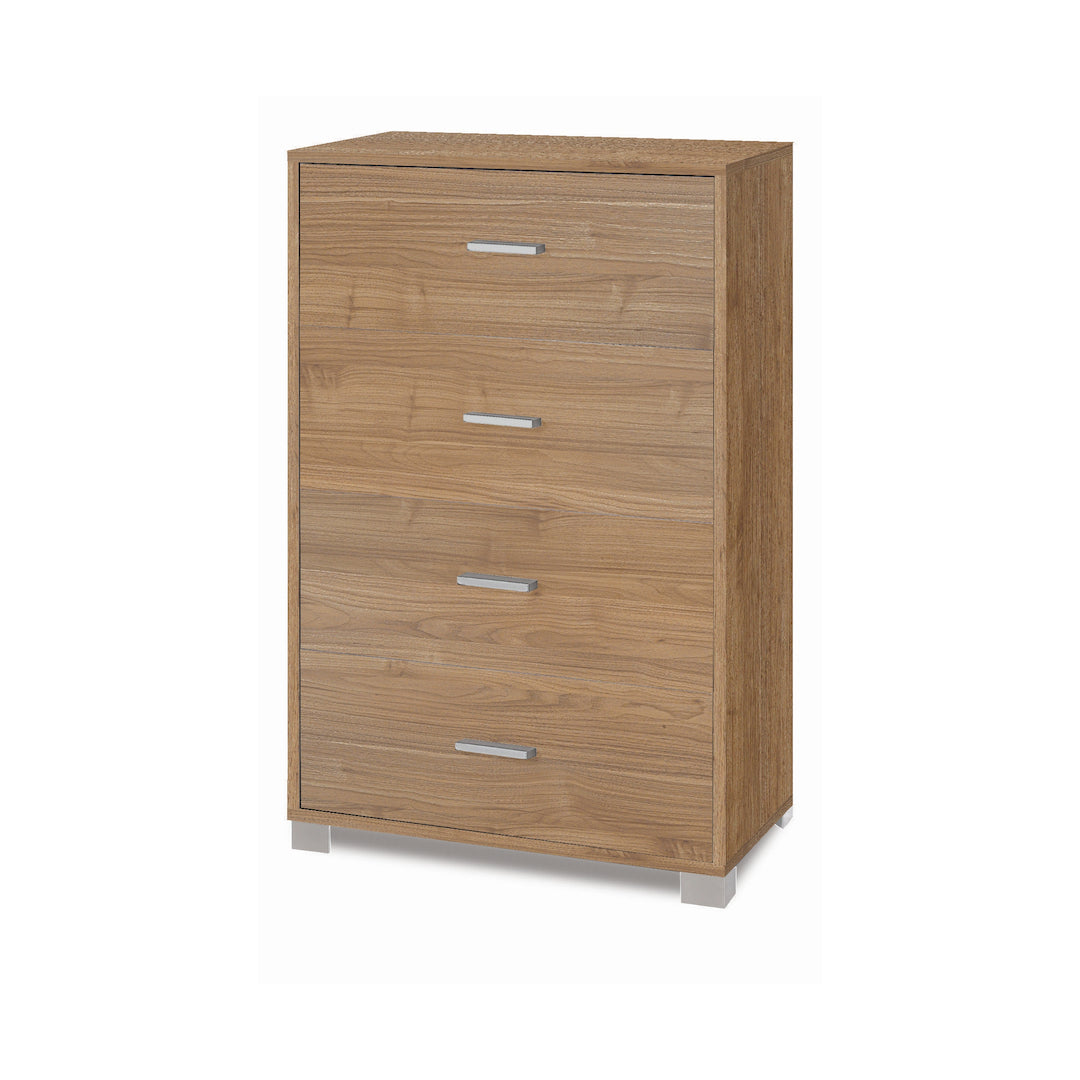 foto del prodotto cassettiera mobile con 4 cassetti 70x41x112h cm in kit di montaggio colore noce stelvio